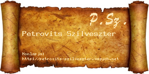 Petrovits Szilveszter névjegykártya